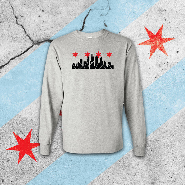 Chicago Skyline - Long Sleeve T-Shirt – 606 Apparel Co.