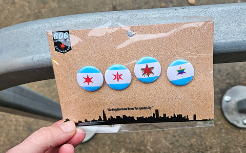 Chicago Flag Button Pin Series