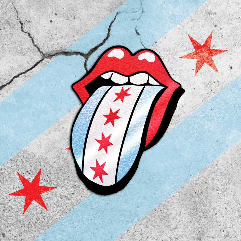 Chicago Lips Holographic Glitter Sticker