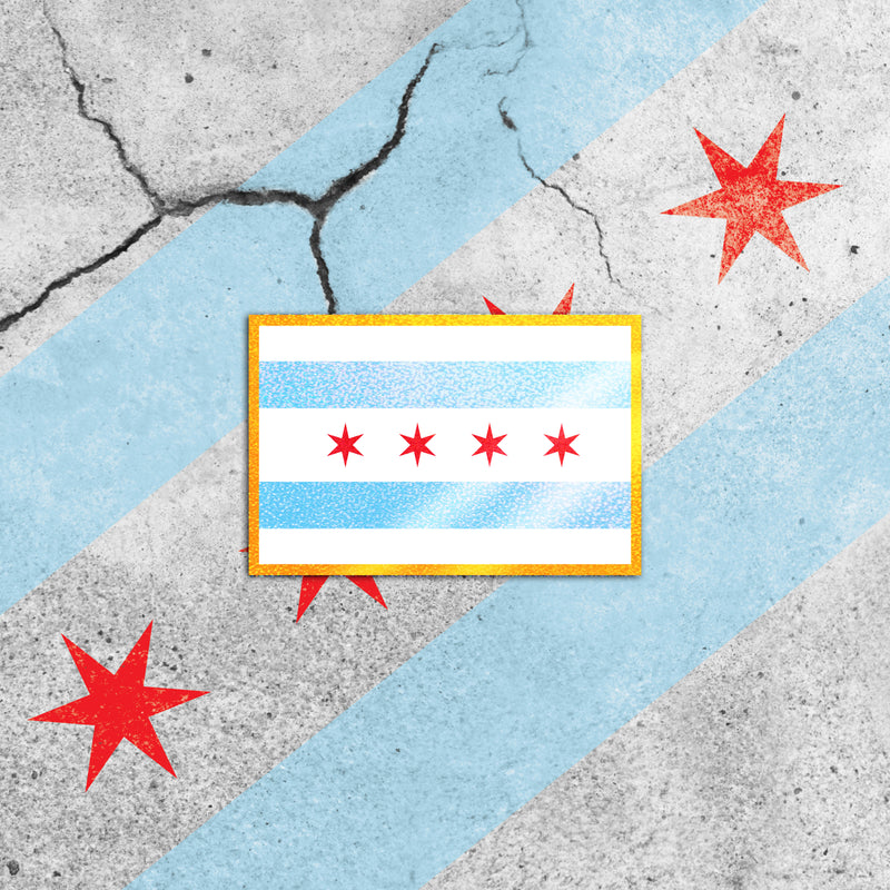 Chicago Flag Glitter Sticker