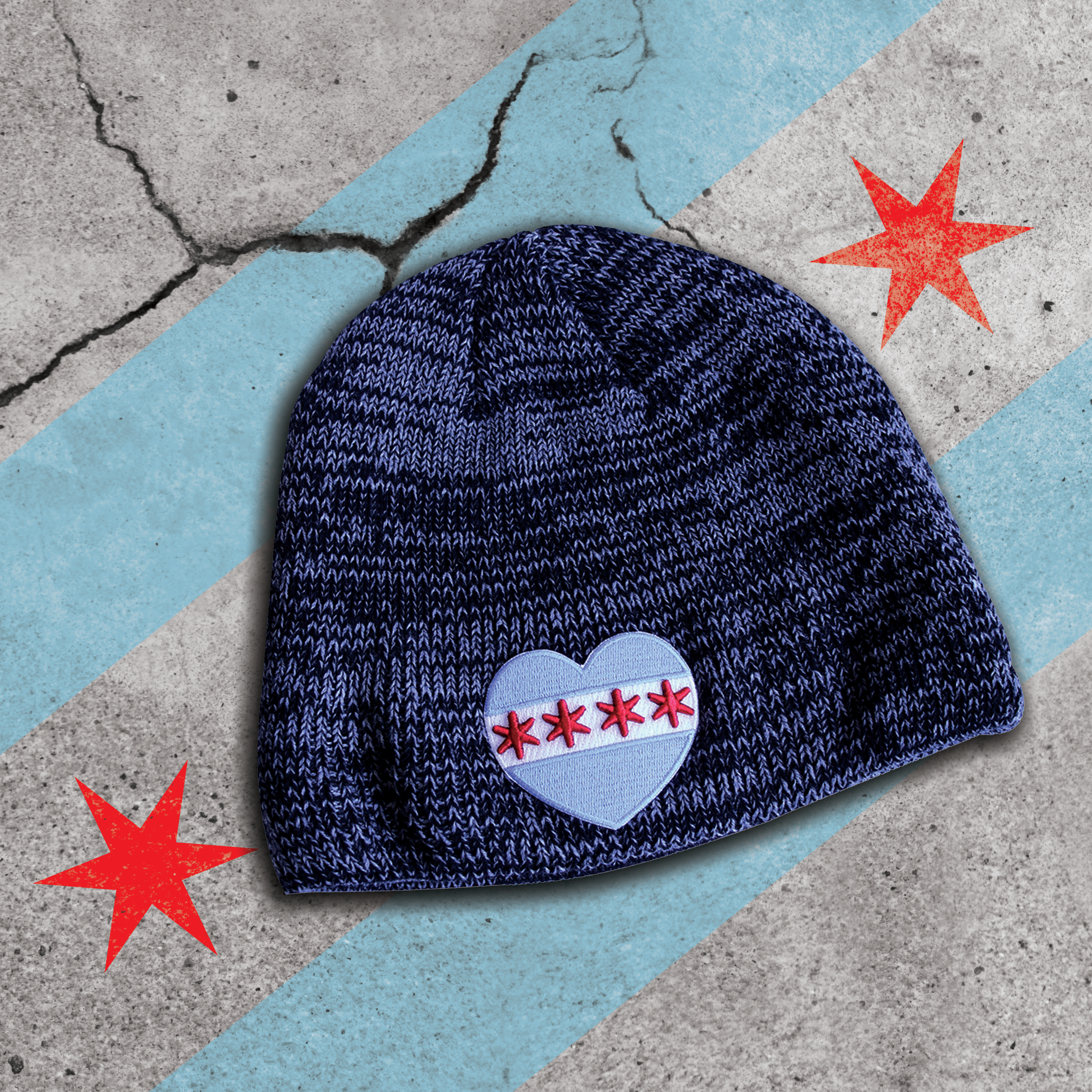 帽子 GuruGuru Heart Beanie SOL Chicago Heart Flag Sport Beanie – 606 Apparel Co.